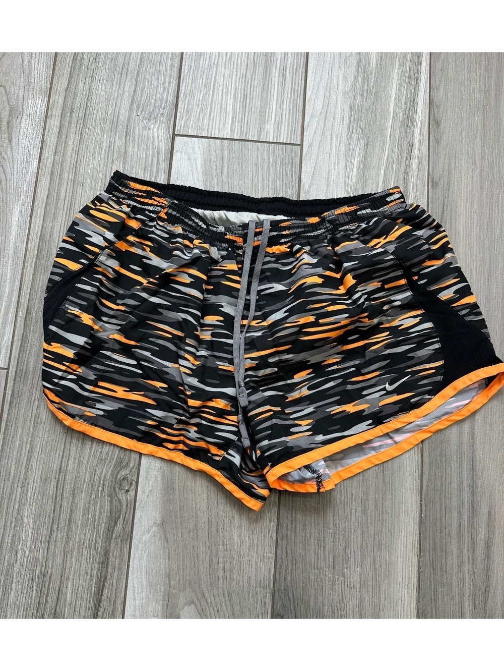 Nike Women's Athletic Running Shorts Medium Black Orange Camo